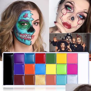 Tatuajes temporales Ucanbe 20 colores Cara Pintura corporal Aceite Seguro Niños Flash Tatuaje Arte Fiesta de Halloween Maquillaje Vestido de lujo Belleza Palet Dhd5Z