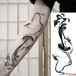 Tatouages temporaires Autocollant De Tatouage Imperméable Noir Conception Abstraite Chinois Eau et Encre Faux Tatto Flash Tatoo Body Art pour Femmes Hommes 230606