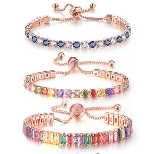 Tennis Adjustable Mticolor Bracelets For Women Ladies Wedding Rainbow Colorf Zircon Charm Bracelet Hand Chain Jewelry Dzh043 Drop De Smtyc