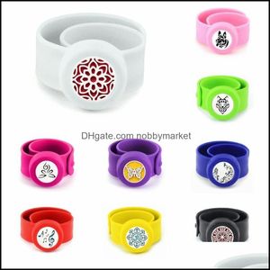 Pulseras de tenis Joyería Pluma de pavo real Ajustable Repelente de mosquitos Brazalete Difusor de aceite esencial Pulsera Niños Hombres Mujeres Sile 10 Pads Dro