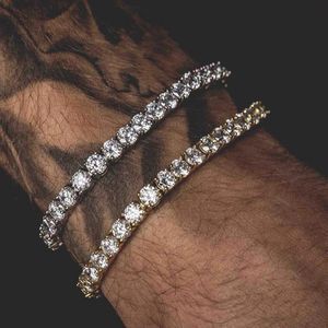 Tennis Hiphop Pulsera Homme Iced Out 3/4/5Mm Cubic Zirconia Cadena de diamantes para hombre en la mano Streetwear Joyería Hombre H086 Pulseras D Smtfv