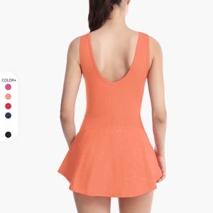 Falda de tenis Deportes Fitness Anti Luz Vestido de una pieza Hermosa espalda Correr Apretado Yoga Gimnasio Ropa Mujer