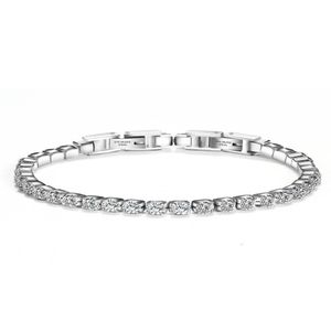 Tennis Women Stainless Steel Bracelet Cubic Zirconia Stones Crystals Hip Hop Jewelry 19Cm4294062 Drop Delivery Bracelets Dhtge