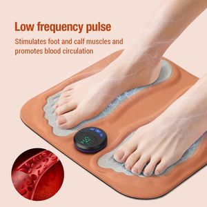 Coussin de massage des pieds 3D à microcourant TENS, tapis d'accupression pliable, électrostimulateur musculaire, physiothérapie, aide aux pieds, Relaxation 240111