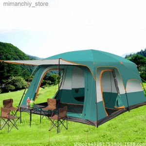 Tentes et abris 320X220X195cm Tente de deux chambres surdimensionnée pour 5-8 personnes Tentes de camping isure Doub-plis épais imperméable à la pluie en plein air famille Q231117