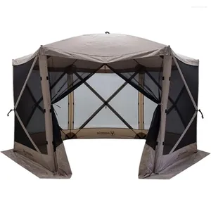 Tentes et abris famille 8 personne 12 x12 up à 6 côtés portables de moyeu de gazébo tente de canopée avec grande porte principale de sable de désert de porte principale