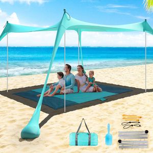 Tentes et abris Family Beach Canopy Grande tente pare-soleil avec poteaux de stabilité UPF50Outdoor Shade for Camping Party or Picnics 230617