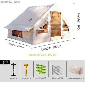 Carpas y refugios Tiendas inflables Campamentos al aire libre impermeable y protector solar Gran espacio para 3-4 personas Cena familiar L48