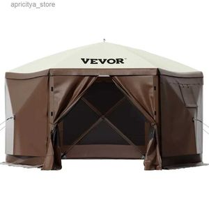 Tentes et abris Grande tente pare-soleil tente de camping en plein air tente à auvent escamotable à 6 côtés avec grille abri Windows transport de randonnée gratuit 24327