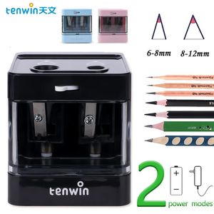 Tenwin Automatic Electric Pencil Sharpener mini Usb Dual power Sharpener supply School Students Stationery for 6-12mm pencil 240109