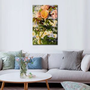 Arte de lienzo texturizado Flores Graham Thomas Pinturas al óleo abstractas hechas a mano Decoración de pared contemporánea