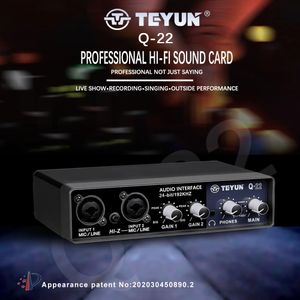 TEYUN Q22 Q16 Interface Audio carte son Portable professionnelle USB ordinateur arrangeur en direct pour l'enregistrement en Studio 240110