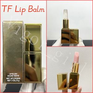 TF Lip Balm 2 Color For Girl Brand Alta calidad Lip Care Cream Lip Blush Baume Teinte 3g Gold Leaf And Bright Glitter Transparente and Pink Color Girl Maquillaje Cosméticos Nuevo