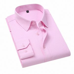 Tfetters Camisa rosada Hombres Primavera Otoño Mens Lg Manga Busin Camisa Poliéster Slim Fit Formal Dr Camisas para hombres Ropa k5ae #