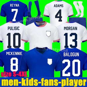 2024 USA Soccer Jerseys Copa America Femme Kit Enfants 24 25 Version Joueur Accueil Chemises de Football Pulisic Smith Morgan Balogun Musah Mckennie Adams Hommes Taille S-4XL