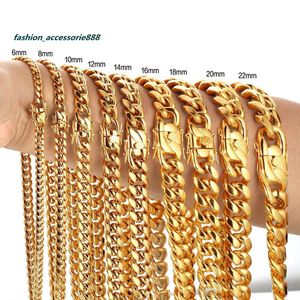 Thaïlande Hip hop Permanent hommes Miami acier inoxydable 18 carats plaqué or bijoux bonnes chaînes cubaines Goldfiled colliers chaînes