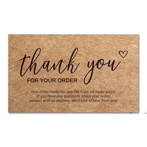 Cartes de commande de remerciement Produits en papier kraft Cartes de remerciement Appréciation d'achat de papier cartonné Insertions pour soutenir les clients des petites entreprises RRE10848