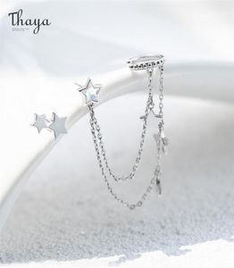 Thaya Silberfarbener Stern-Ohrhänger für Damen mit Kette, hellviolette Kristalle, hochwertiger eleganter edler Schmuck 2202143551018