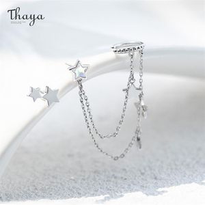 Pendiente colgante de estrella de Color plateado Thaya para mujer con cadena, pendientes de cristales de color púrpura claro, joyería fina elegante de alta calidad 220214198G