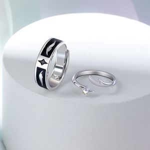 Thaya Wings And Stars Design Wedding 925 Silver Bohemia Women Man Rings Purple Zircon Unique For Couples Noivado Gift