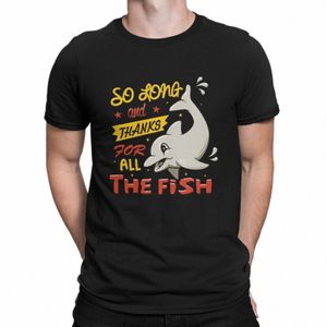 La guía del autoestopista para la película Galaxy Camiseta creativa para hombres Así que Lg Gracias por todos los peces Cuello redondo Camiseta básica 57BV #