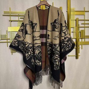 The latest double-sided jacquard, caramel colored classic plaid shawl
