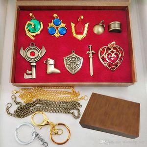 La légende de Zelda Arts Crafts Collection ensembles bouclier Hylian maître épée porte-clés collier pendentifs enfants bijoux jouets 10 pièces/ensemble TY7-276