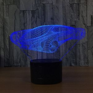 La voiture de sport forme 3D Illusion veilleuse 7 couleurs changeantes lampe de bureau LED # R42