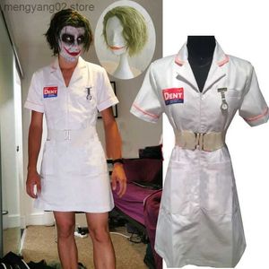 Costume à thème 2020 Homme Femme Halloween Come Scary Movie Dark Knight Clown Joker Infirmière Robe Uniforme Infirmières Comes Halloween Party Outfit T231011