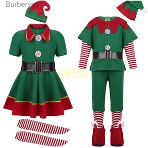 Costume à thème 2022 Green Elf Girls Christmas Come Festival Santa Clause pour les filles Nouvel An Vêtements pour enfants Déguisement Robe de fête de Noël L231010
