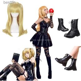 Costume à thème Anime Death Note Misa Amane Cosplay livré en simili cuir sexy bustiers robe en dentelle tenue uniforme Roal Play perruque chaussures CosL231013