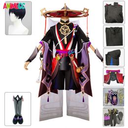 Thème Costume Anime Jeu Genshin Impact Scaramouche Cosplay Chapeau Chaussures Perruque Halloween pour Hommes 221122