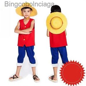 Traje temático Anime ONE PIECE Monkey D Luffy 2 años después NIÑOS Cosplay Niño Conjunto completo Halloween viene (Tops + Pantalones + St Hat) Envío gratis L231013