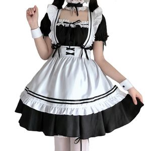 Disfraz temático Vestido de delantal blanco y negro Anime japonés Lindos disfraces de sirvienta de Lolita Niñas Mujer Traje de sirvienta de camarera Vestido de cosplay de sirvienta francesa 230410