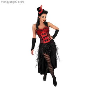 Traje de tema Negro Rojo Burlesque Babe Dance Showgirl Ven Adulto Mujer Viene Sexy Halloween Ven para Mujer Mujer Cosplay T231011