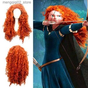 Thème Costume Brave Merida Cosplay perruque longue bouclée jeu de rôle perruque Halloween cheveux Halloween femmes perruque venir Cosplay Q240307