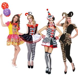 Thème Costume Clown Femmes Halloween Déguisement Adulte Drôle Cirque S Cosplay Party Rôle Jouer Vêtements avec Chapeau 221124