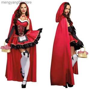 Thème Costume Cosplay Petit Chaperon Rouge Cape Venez pour les femmes Fantaisie Adulte Halloween Fantasia Carnaval Dress Up Party Conte de Fées Fille T231011