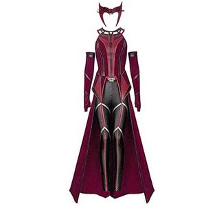 Wanda Maximoff Cosplay Costume Full Set with Headwear, Cloak, and Pants for Halloween Accessories and Props