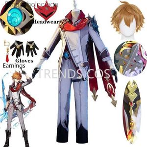 Thème Costume Jeu Genshin Impact Tartaglia Cosplay Come Childe Ensemble complet Perruque Boucles d'oreilles Halloween Grande taille Tartaglia Tenues Bande dessinée CONL231013