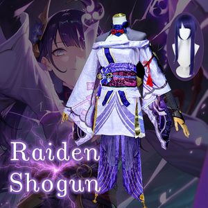 Costume à thème Genshin Impact Raiden Shogun Cosplay Tissu Jacquard Uniforme Perruque Anime Style chinois Costumes d'Halloween pour femmes Jeu 230914