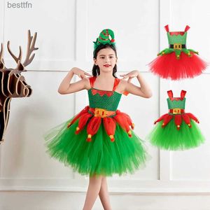 Tema Costume verde Elfo de Navidad Cosplay viene para niños Fiesta de Navidad Tutu Tutu Dress Festival para niños Elf Santa Claus Come Disfrazl231013