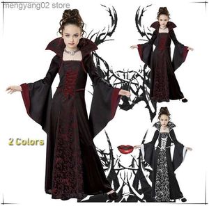 Costume à thème Halloween Venez pour les enfants Filles Manches évasées Royal Vampire Come Girl Robe médiévale à manches longues Venez pour la fête Cosplay T231011