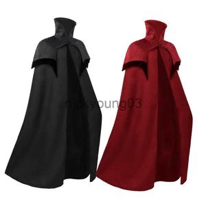 Disfraz temático Halloween Cosplay Medieval Hombres Steampunk Noble Gótico Capa larga Dobladillo grande Vampiro Cabo Darcula Poncho Carnaval Vestir Fiesta x1010