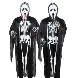 Costume à thème Halloween, vêtements et gants d'horreur, squelette, monstre, démon, fantôme, vêtements pour enfants et adultes, 230404