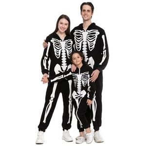 Thème Costume Enfants Squelette Pyjamas Vêtements De Nuit Cosplay- Halloween Party Squelette Onesie Enfants Adultes Costume R7RF 230920