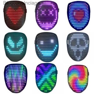 Disfraz de tema Máscara inteligente LED Máscaras faciales de control de aplicaciones Bluetooth Pueden cambiar colores Fotos de bricolaje Texto Máscaras faciales LED para decoración de HalloweenL231008