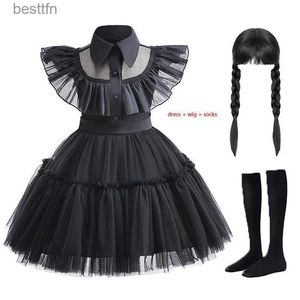 Thème Costume LZH Enfants Mercredi Addams Cosplay Venez Pour Les Filles Robes Enfants Carnaval Halloween Robes De Fête D'anniversaire 1-6 Ans L231007