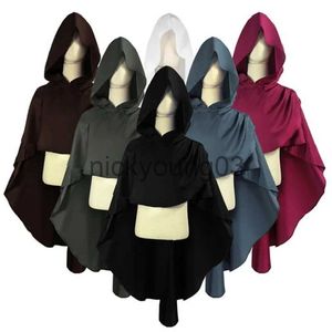 Traje temático Accesorios de cosplay medieval Hombre Mujer Asesino gótico Capa con capucha Mantón Negro Verde Punk Capa Mago Cabo x1010