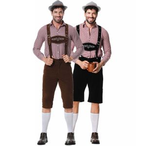 Costume de thème M-xxl Nouveau Oktoberfest Vêtements Men's Bire Suisse Plaid Inch Shirt allemand Oktoberfest Q240412